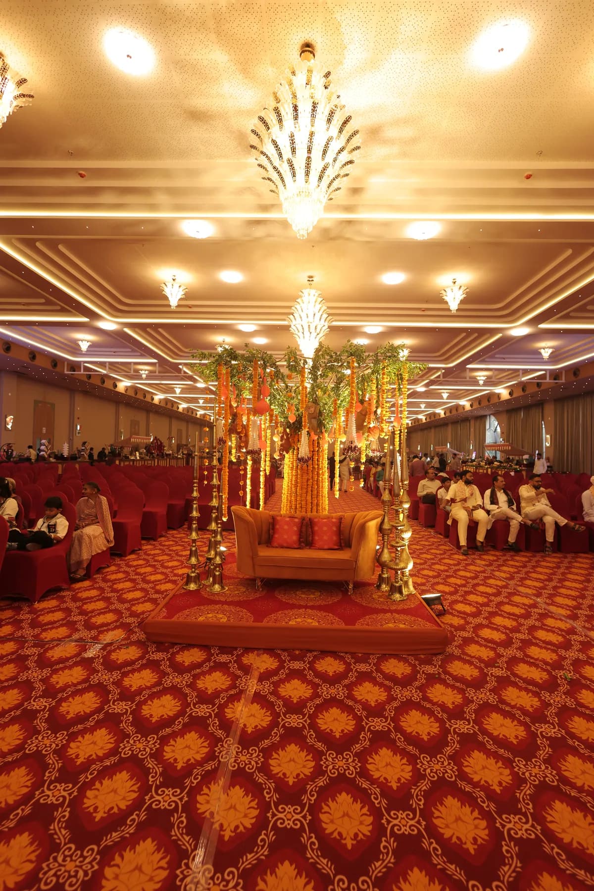 Interior corridor connecting the banquet hall's dining area