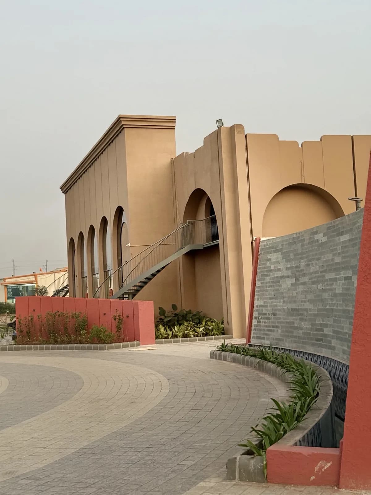 The banquet hall exterior, daylight