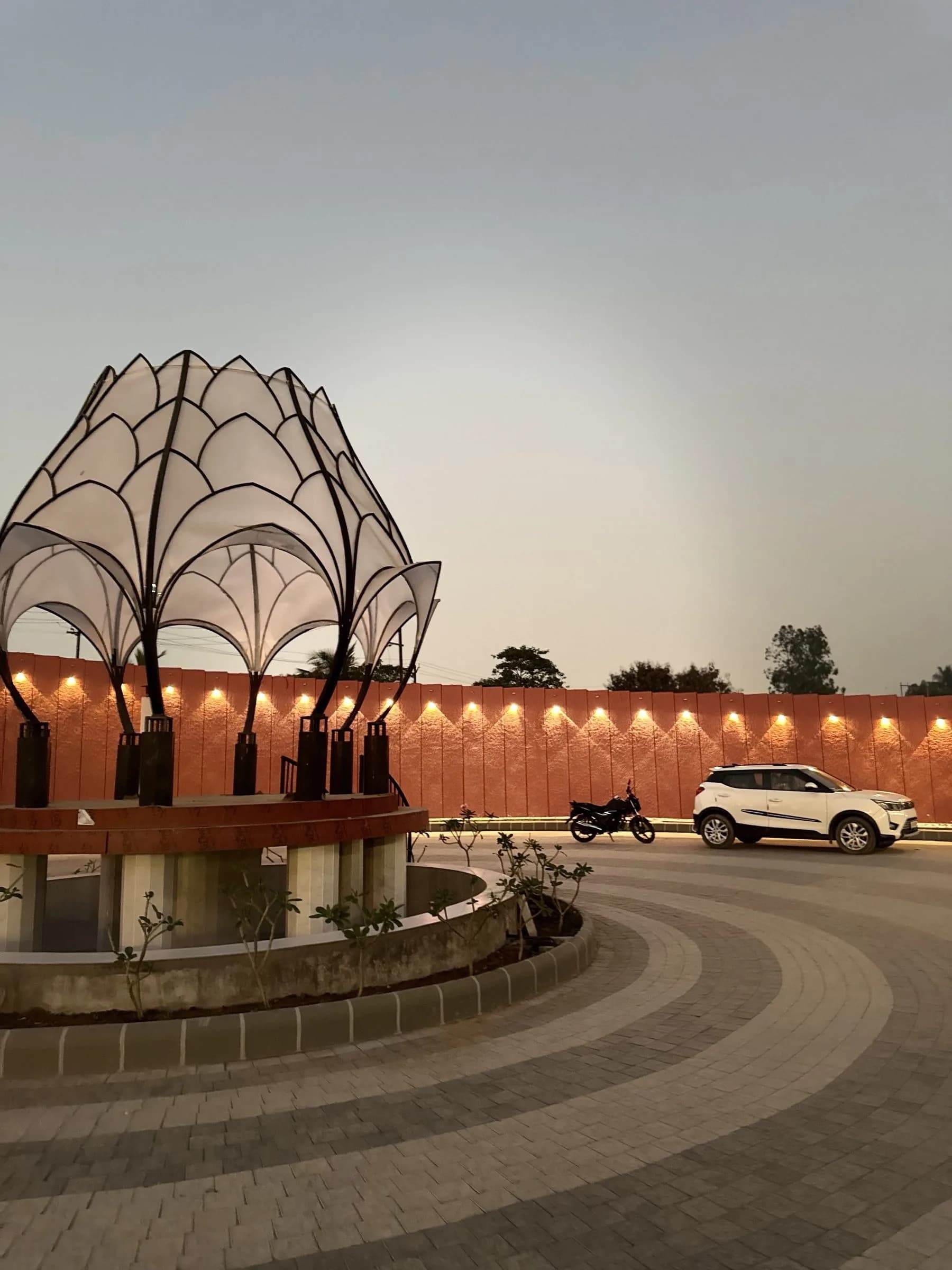 The lotus pavilion centrepiece at dusk
